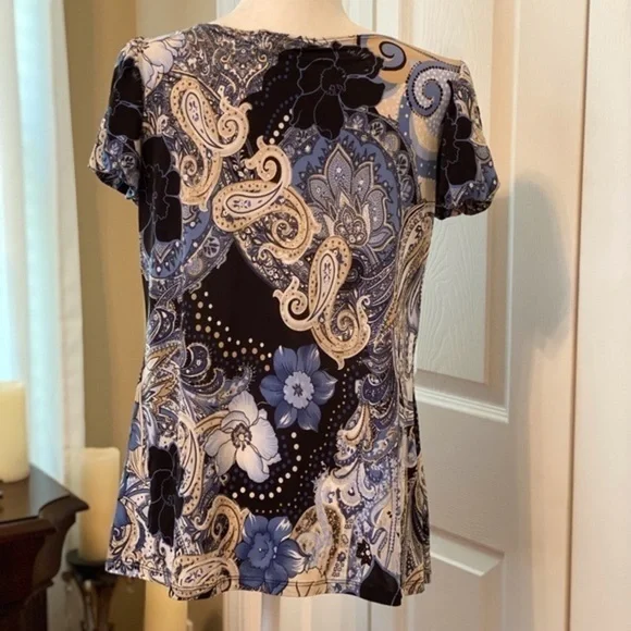 Womens Tops Summer Short Sleeve Casual Loose Blouse Fashion Round Neck Size L - Picture 6 of 13